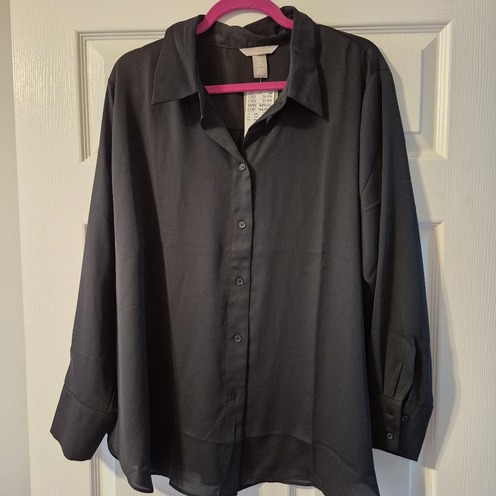 H&M Black Button-Up Blouse